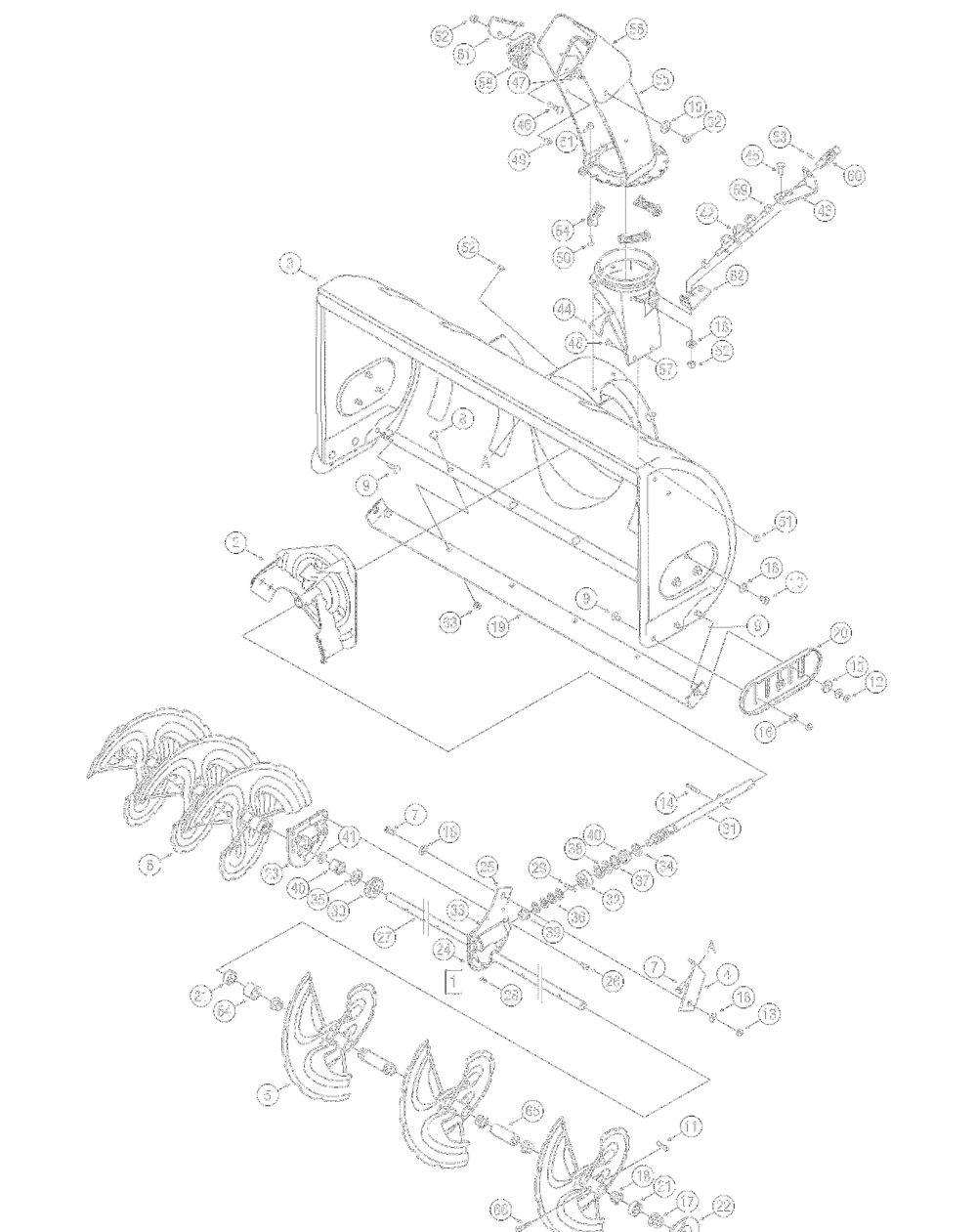 Attachment / Oem-190-032 Snow Thrower (2007) / General Assembly Diagram and Parts List for 13A1762F729 2007 Yard Machines Lawn Tractor